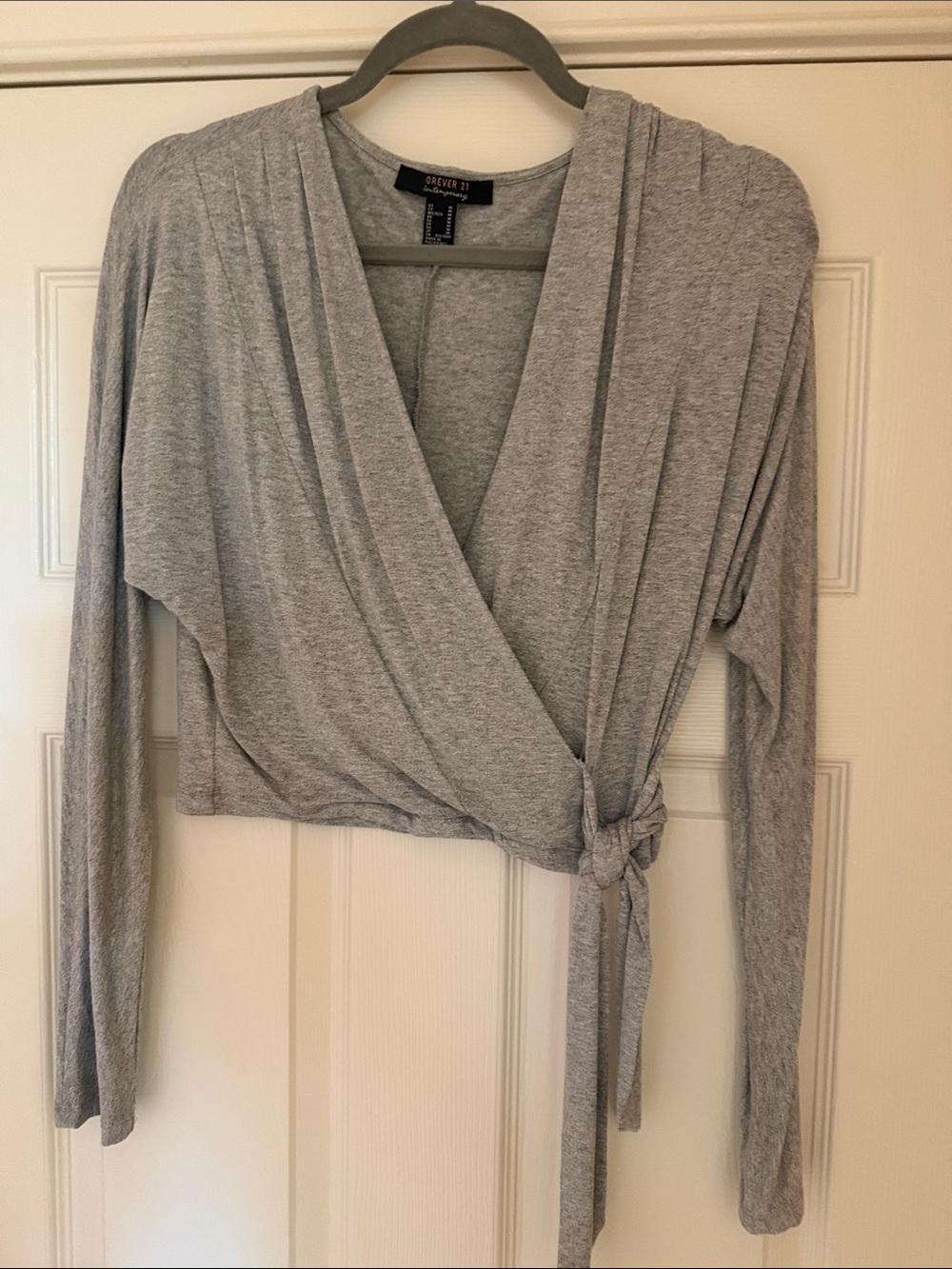 Forever 21 Light Gray Wrap Crop Top with Tie
